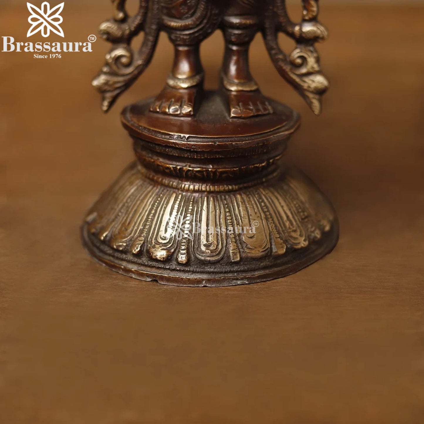 Brassaura™ Handcrafted Brass Laxmi Idol – Height 12.5 Inches & Weight 3.21 Kgs | Devotional Statue