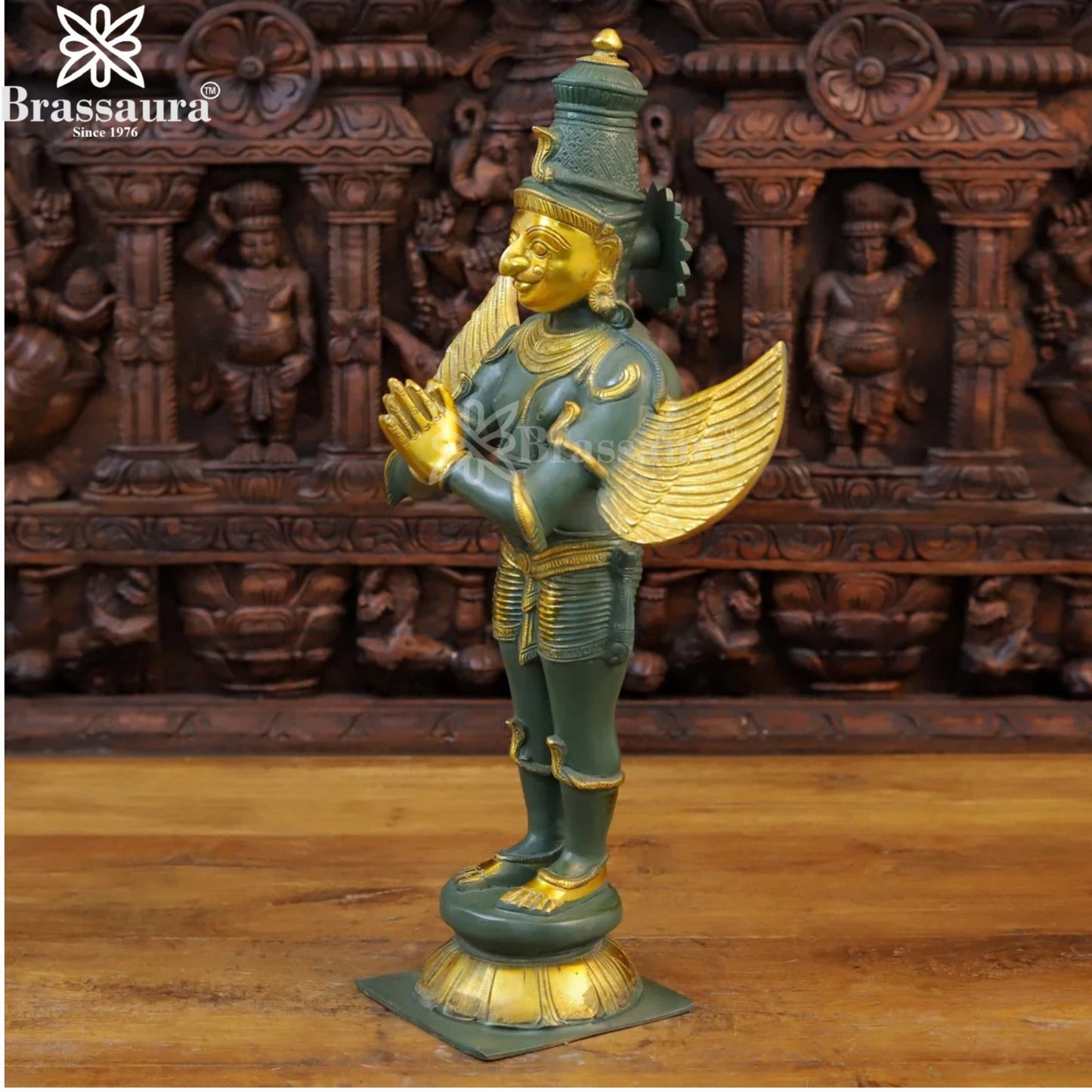 Brass Standing Garud Statue Weight 10.18 Kg And Height 22 Inch