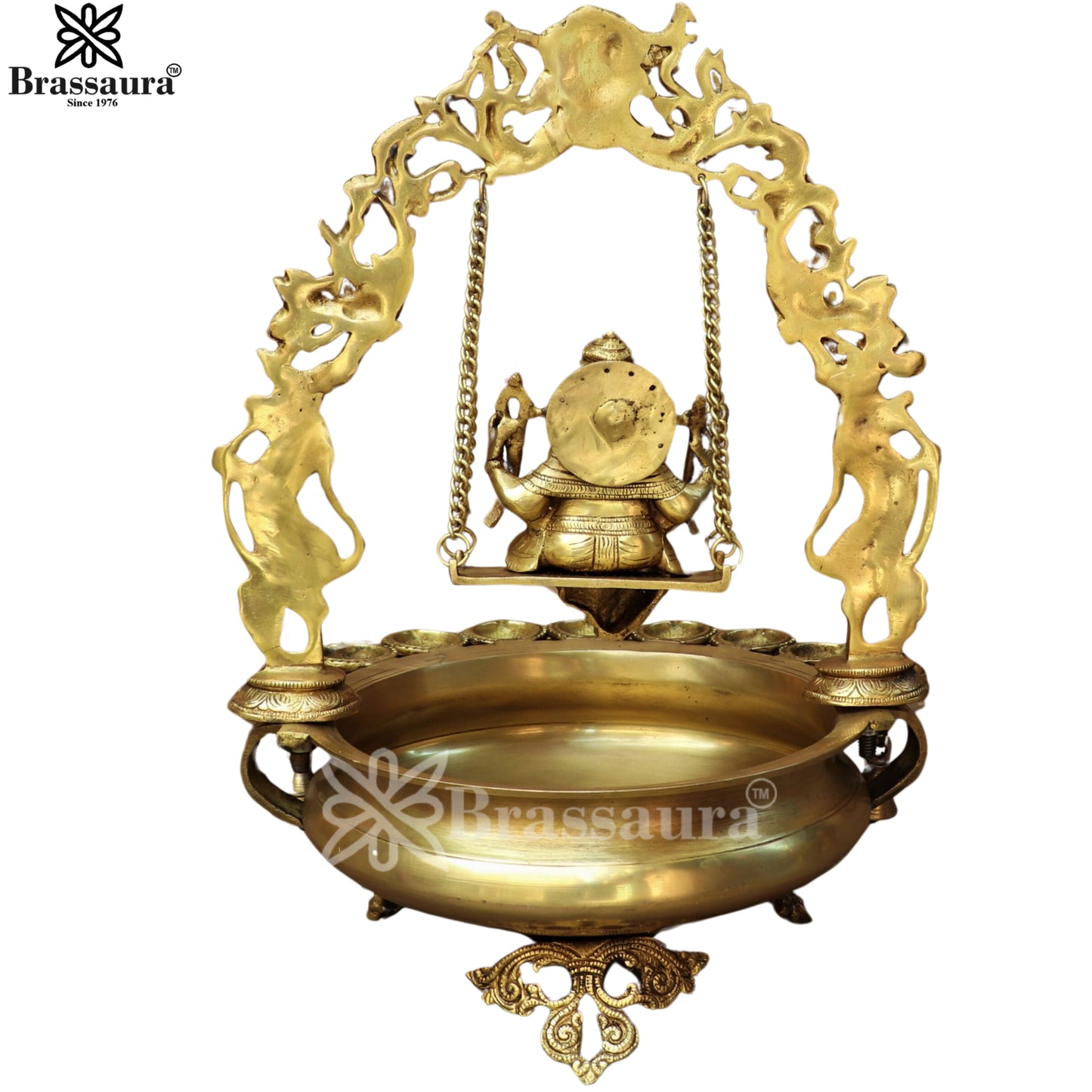 Brass Ganesh Urli For Home Décor And Gift Items Weight 12.5 kg Height 21 Inch