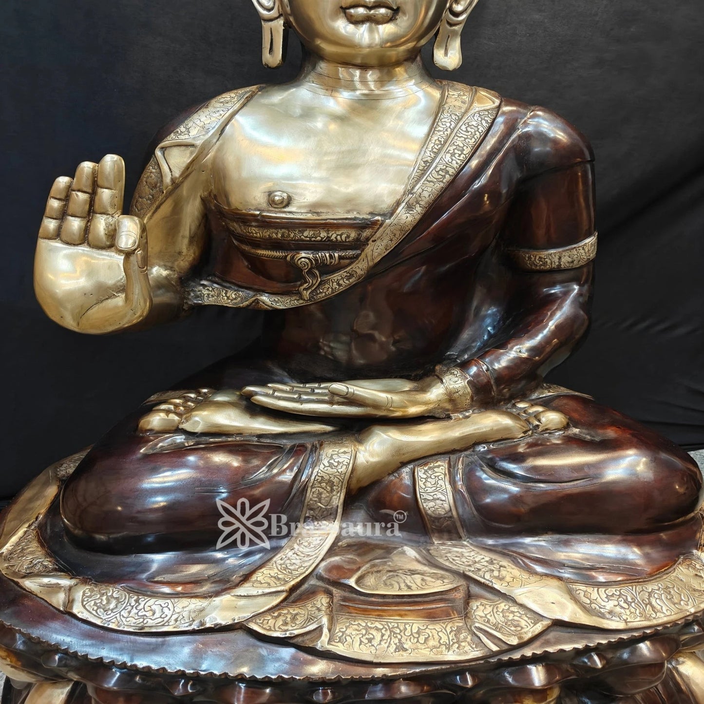 Brass Blessing Buddha Weight 92.5 kg & Height 47 Inch