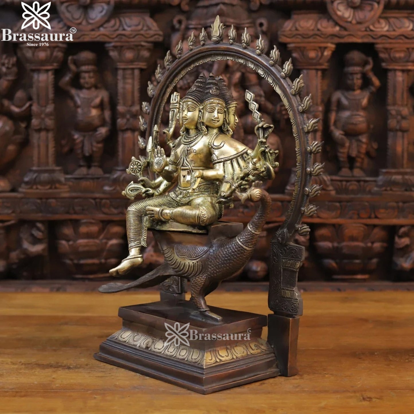 Brass Murugan With Ring Statue Weight 11.4 Kg And Height 17.5 Inch