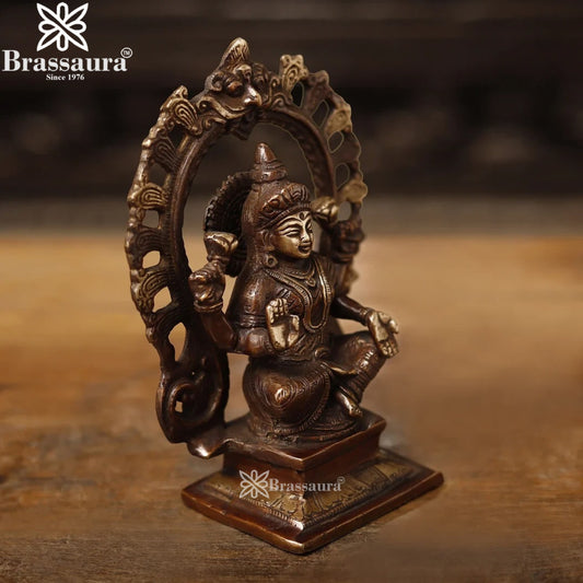 Brassaura™ Brass Laxmi Murti – Height 7.5 Inches & Weight 1.57 Kgs | Hindu Goddess Idol