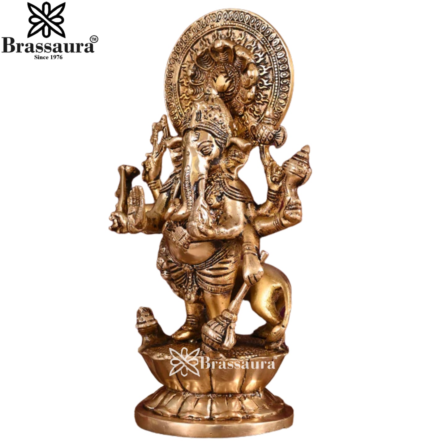 Brass Ganesha Statue Weight 3.6 Kg & Height 11.5 Inch