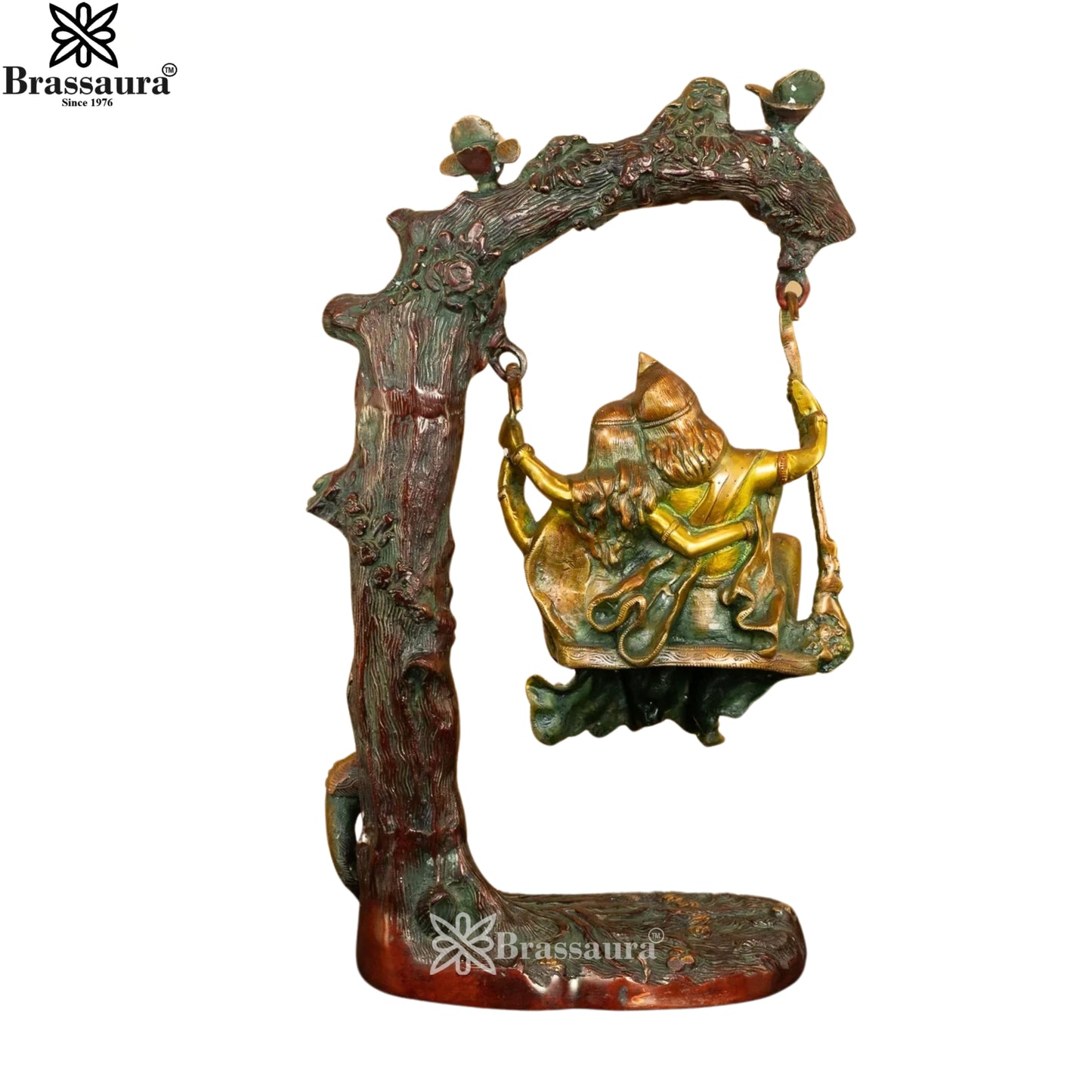 Brass Patina Radha Krishna Jhula Weight 15.5 Kg And Height 23 Inch