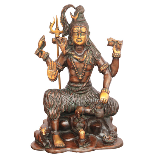 Brassaura™ Brass Lord Shiva Idol – Height 13 Inches & Weight 18 Kgs | Hindu Devotional Décor