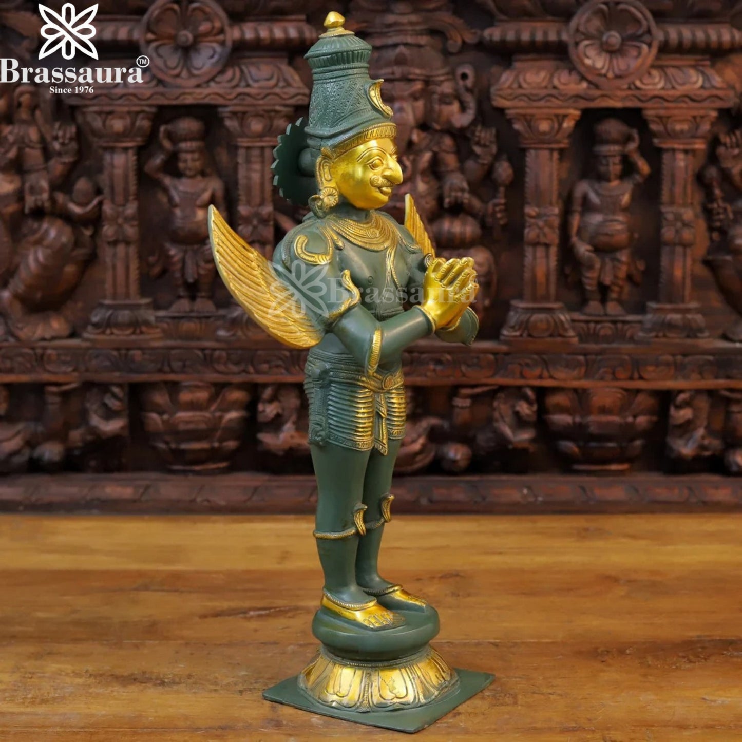 Brass Standing Garud Statue Weight 10.18 Kg And Height 22 Inch