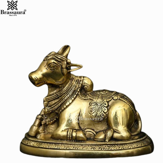 Brass Nandi For Home Décor And Gift Items Weight 1.46 kg Height 4.5 Inch