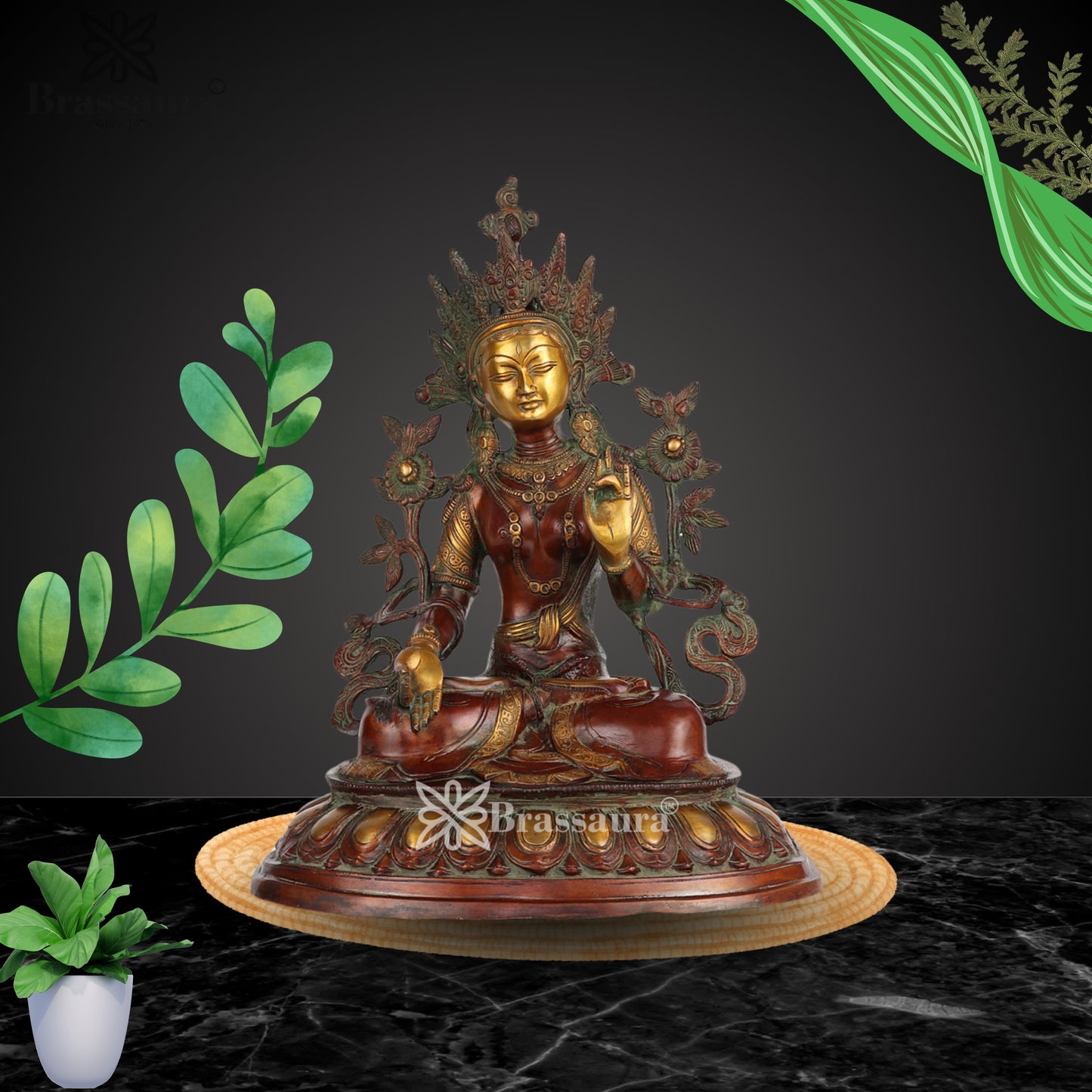 ब्रसारा™ एलिगेंट तारा आइडल | हस्तनिर्मित पीतल की मूर्ति बहुरंगी फिनिश के साथ | ऊंचाई 18 इंच और वज़न 9.5 किलोग्राम