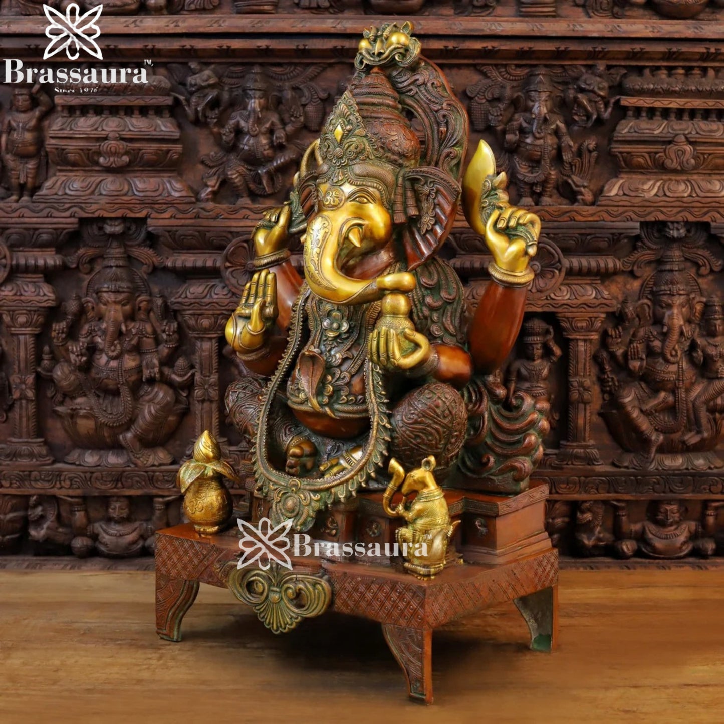 Brass Big Ganesha Weight 61 Kg & Height 34.5 Inch