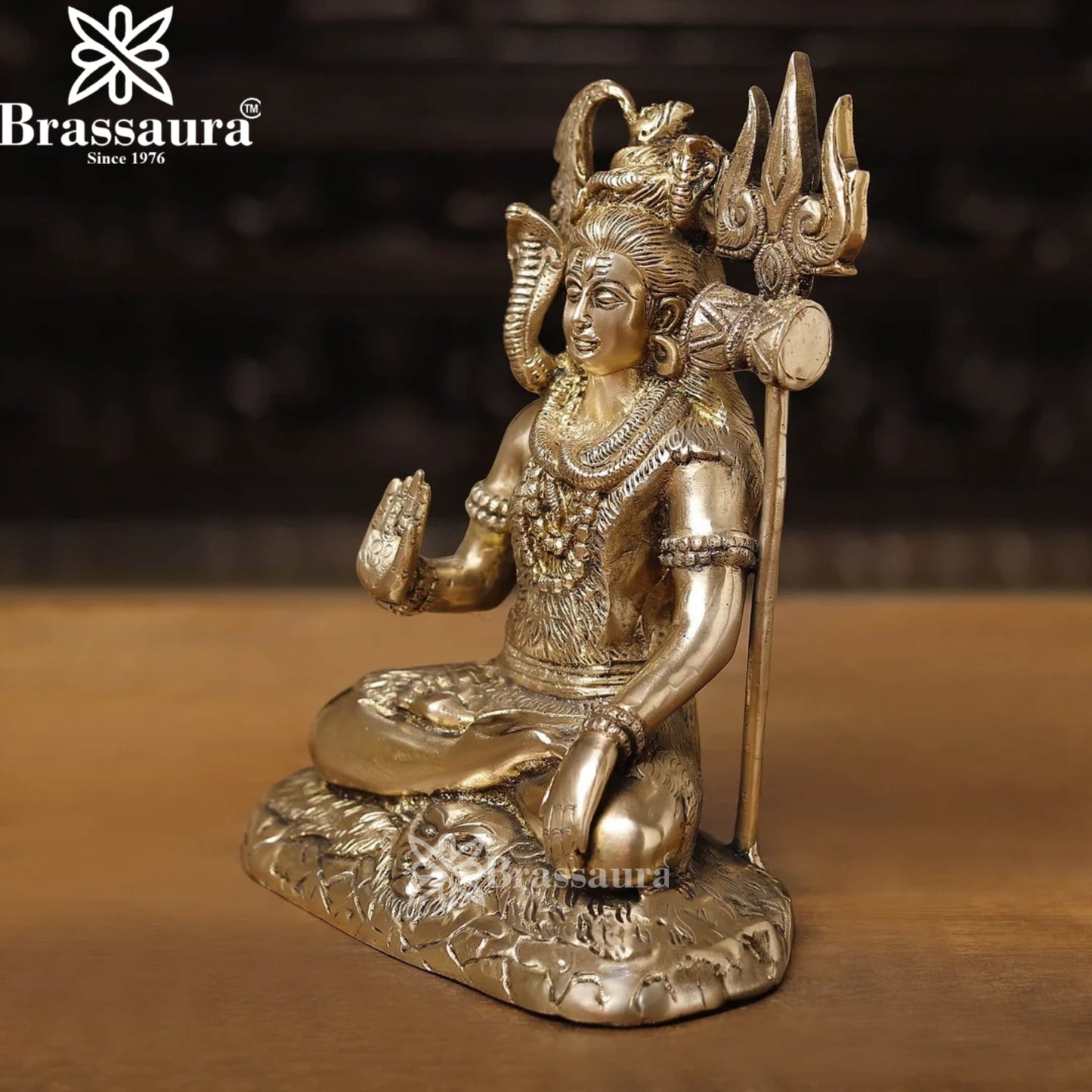 Brassaura™ Handcrafted Brass Shiva Idol – Height 10.5 Inches & Weight 3.99 Kgs | Temple Figurine