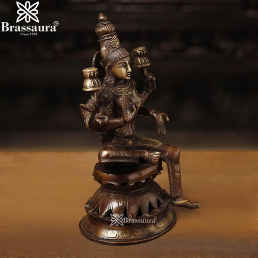 Brassaura™ Brass Laxmi Idol – Height 12 Inches & Weight 4 Kgs | Hindu Goddess Sculpture