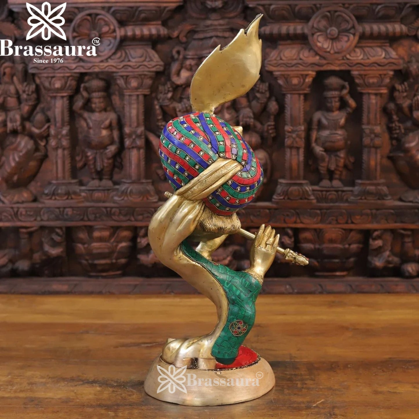 Brass Gem Stone Work Krishna Murti Weight 9 Kg And Height 22 Inch