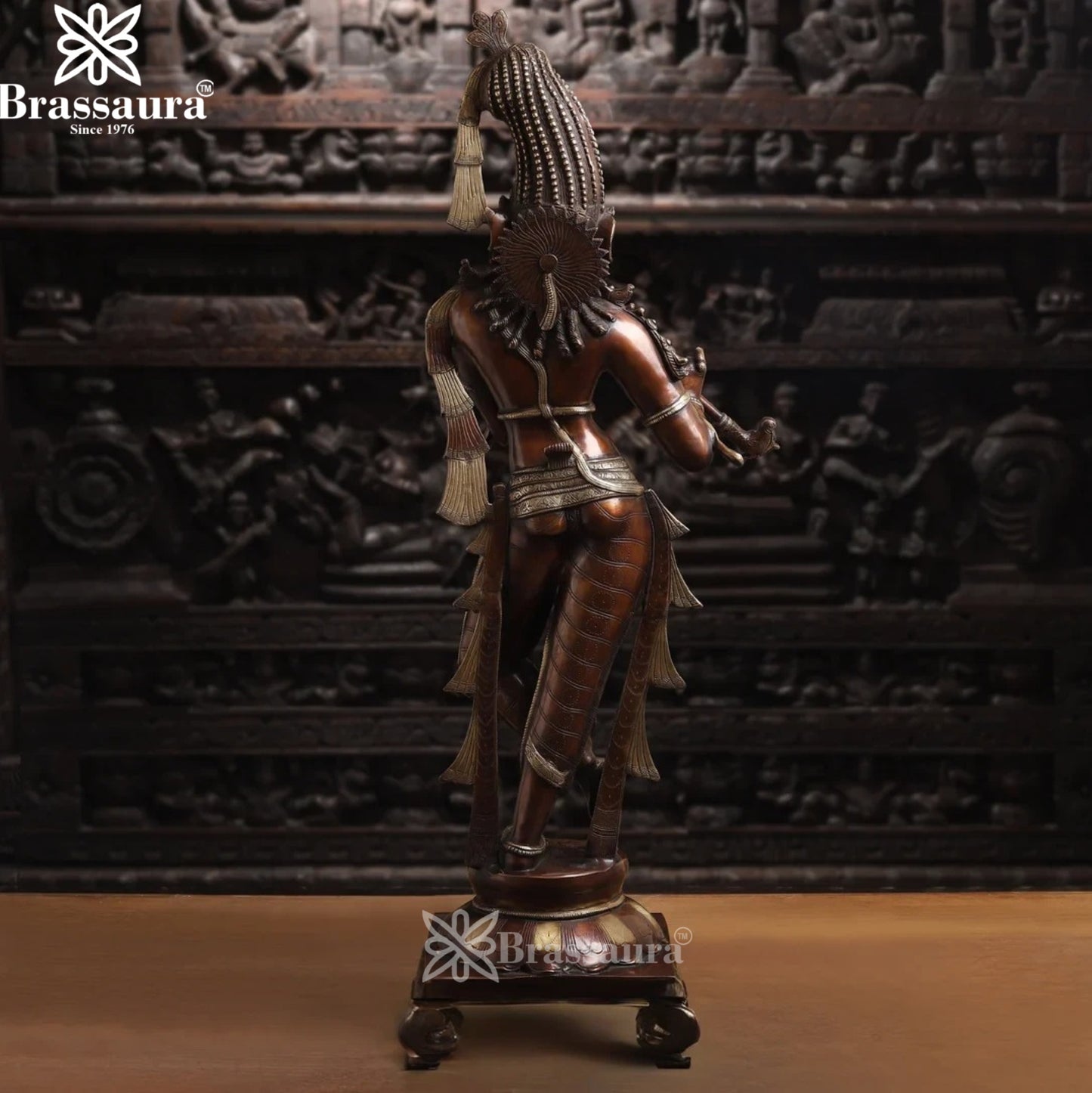 Brass Antique Krishna Murti Weight 23.8 Kg And Height 36 Inch