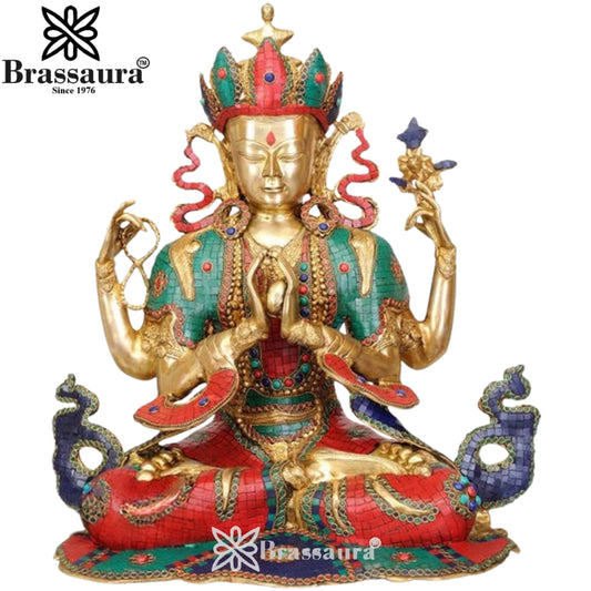 Brass Gem Stone Work Tara Weight 22 Kg & Height 22.5 Inch