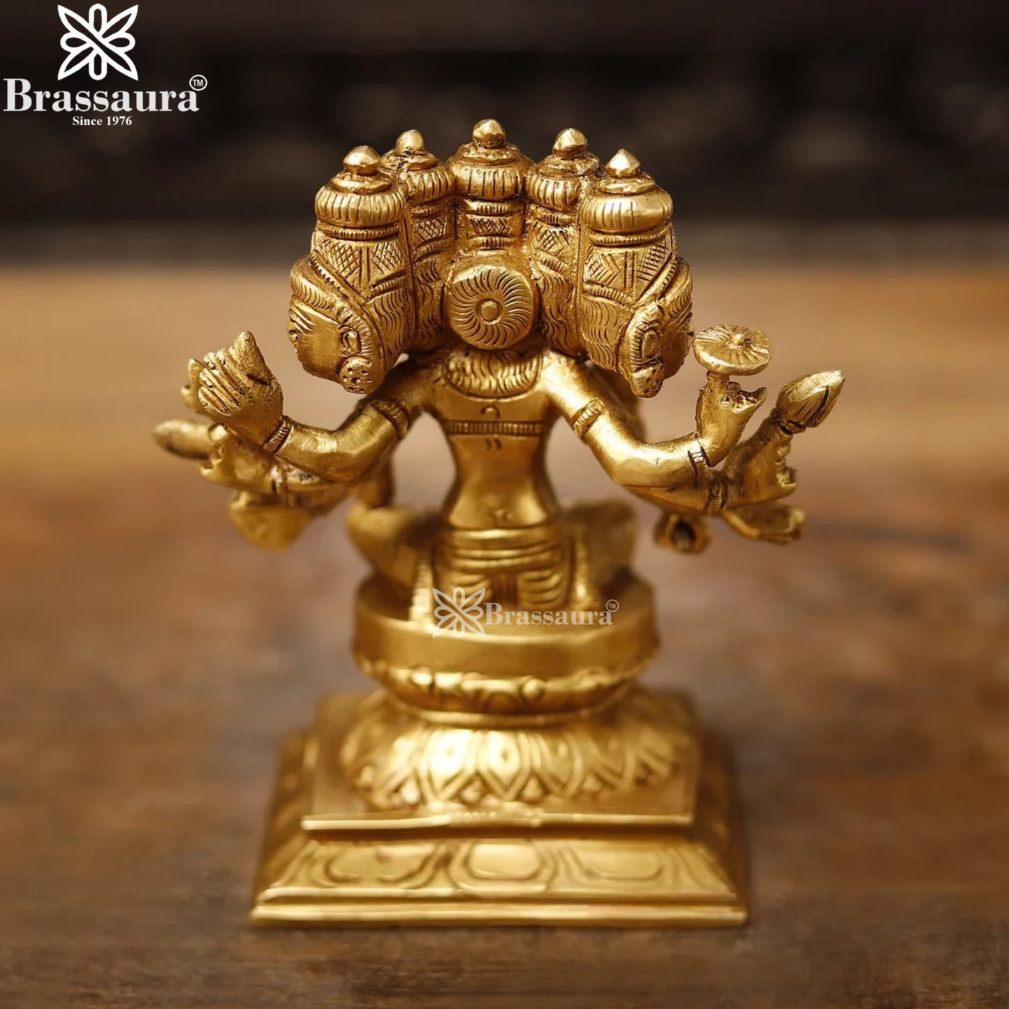 Brassaura™ Handcrafted Brass Laxmi Idol – Height 5.5 Inches & Weight 1.5 Kgs | Devotional Statue