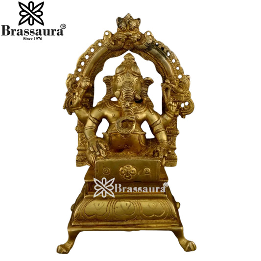Brass Music Ganesha Play harmonium Statue Weight 1.98 Kg And Height 7.8 Inch