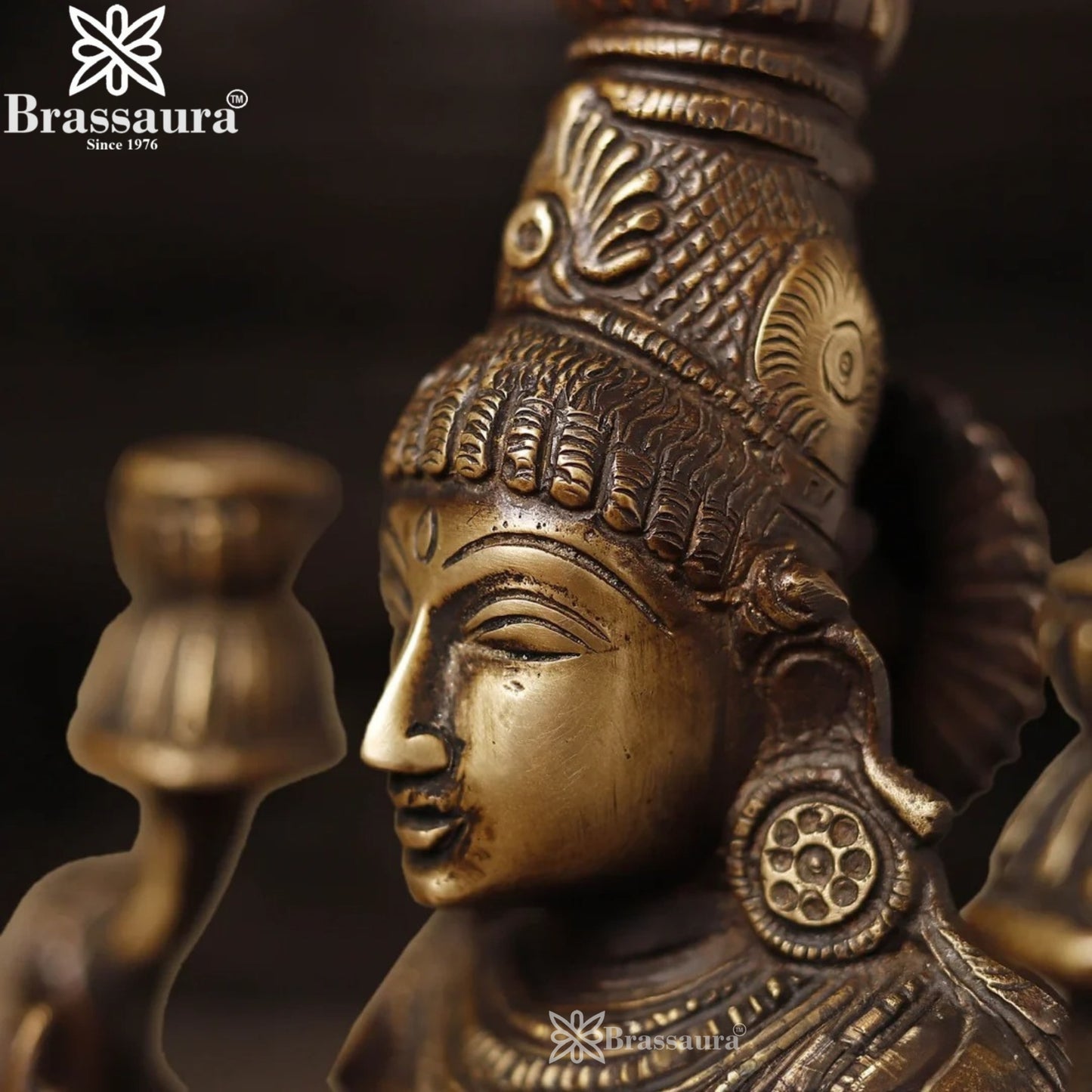 Brassaura™ Brass Laxmi Idol – Height 12 Inches & Weight 4 Kgs | Hindu Goddess Sculpture