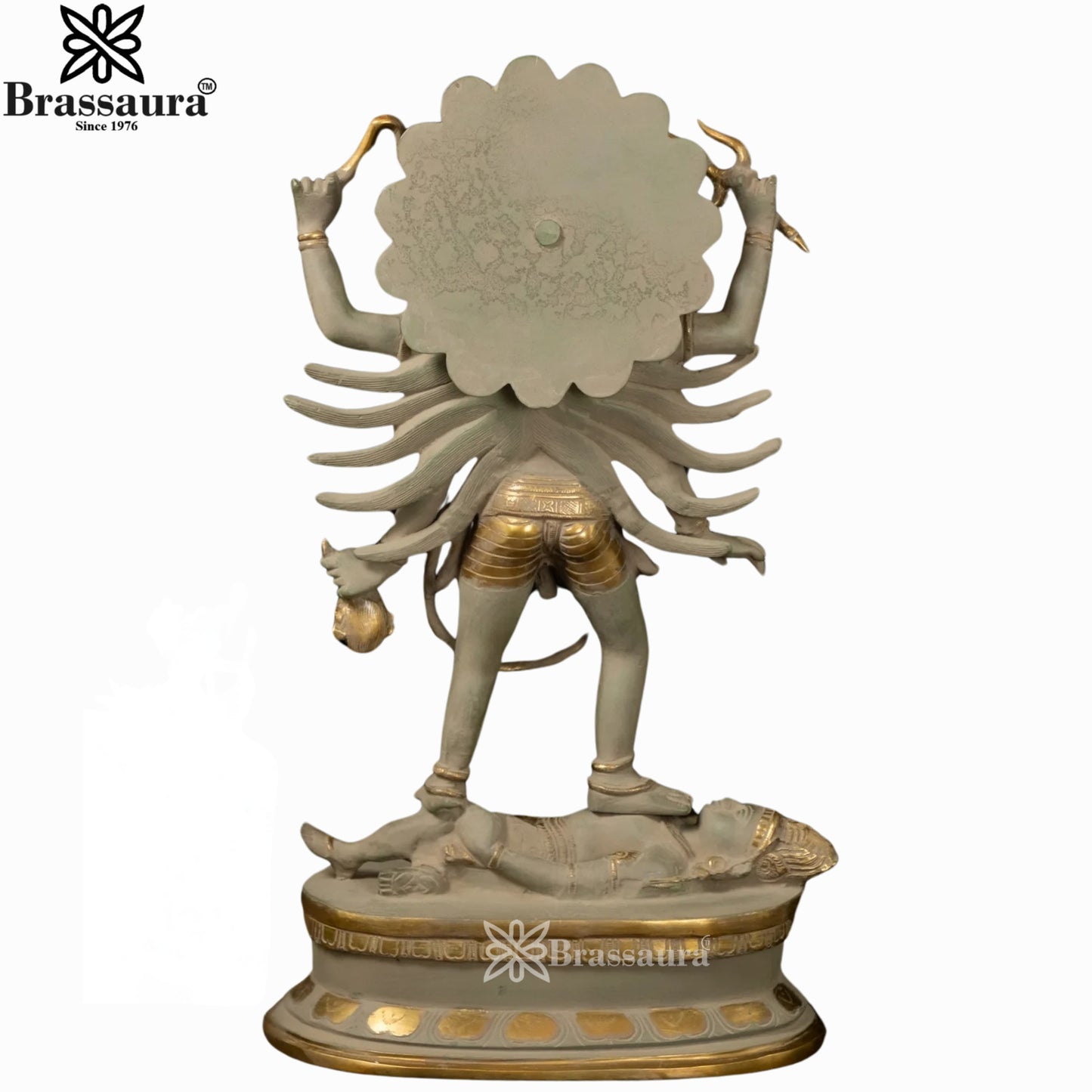 Brass Yellow Gold Kali Ma Statue Weight 10.1 Kg And Height 18 Inch
