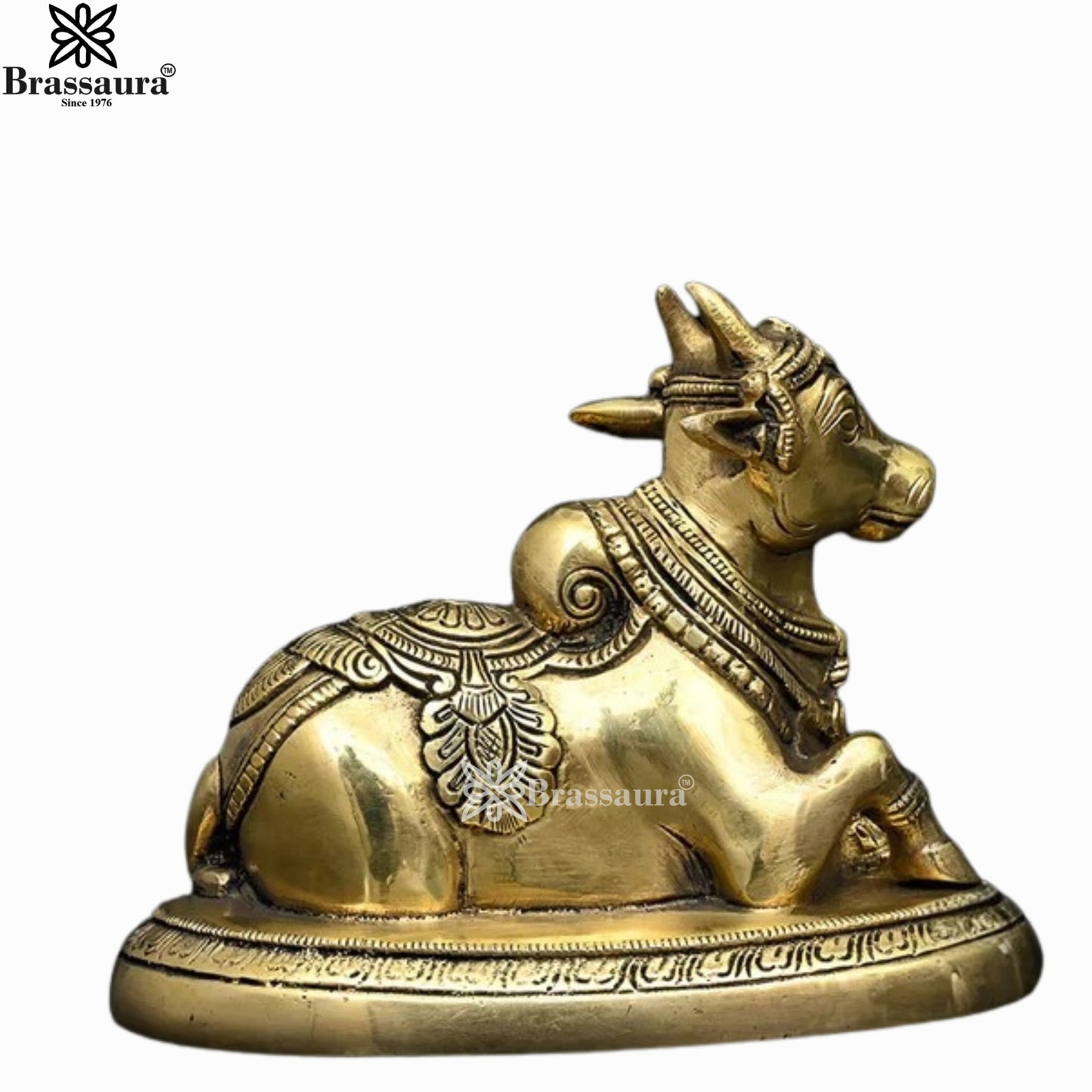 Brass Nandi For Home Décor And Gift Items Weight 1.46 kg Height 4.5 Inch