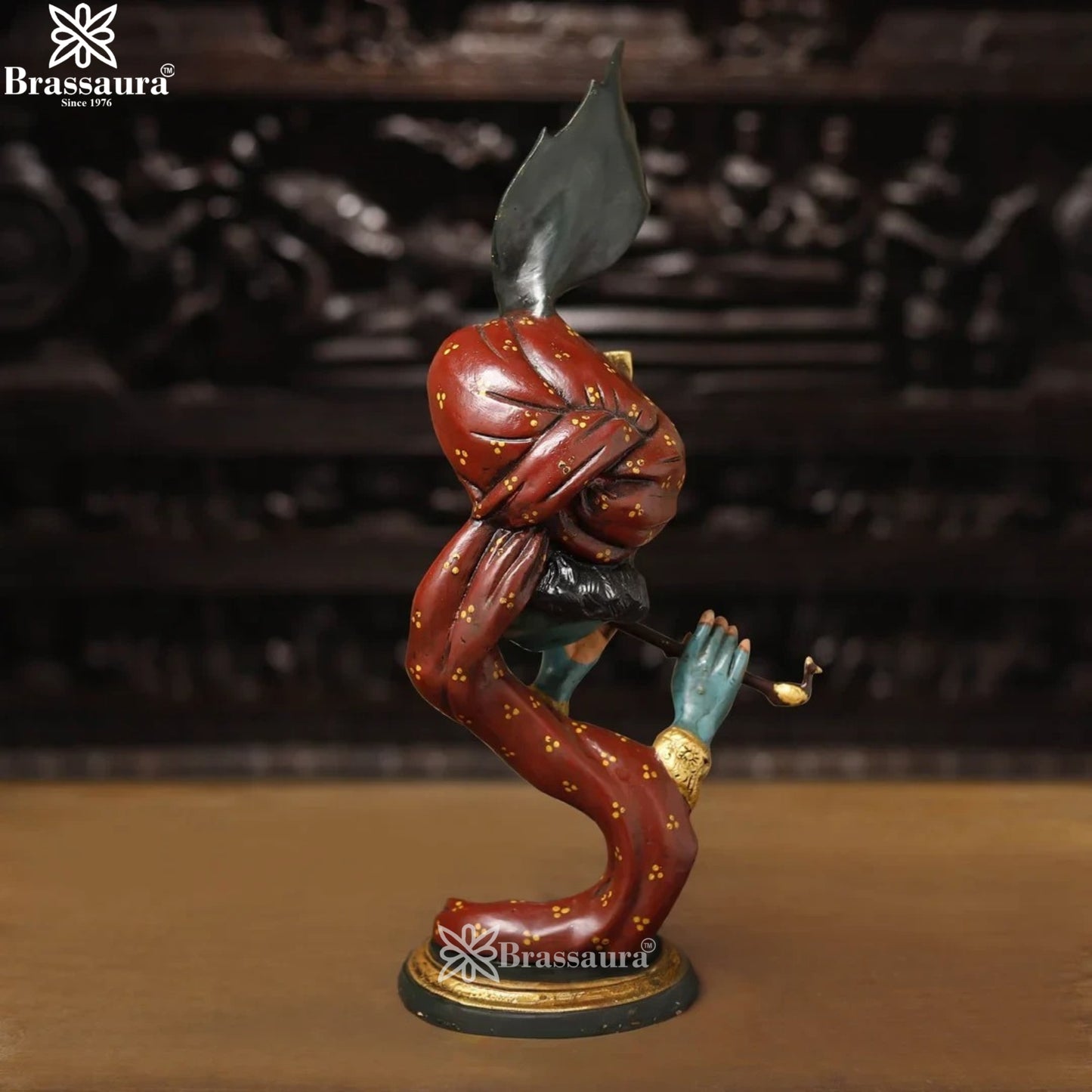 Brass Krishna Murti Weight 7.52 Kg And Height 20.5 Inch