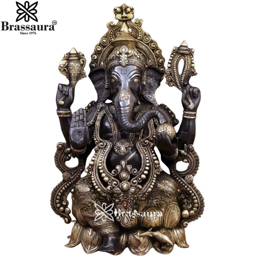 Brass Jewellery Ganesha Statue Weight 20.5 Kg & Height 21 Inch