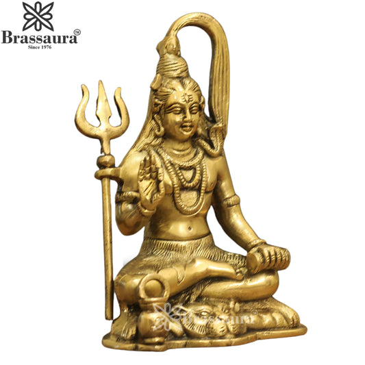 Brassaura™ Elegant Brass Shiva Idol – Height 7 Inches & Weight 1.3 Kgs | Hindu Devotional Idol