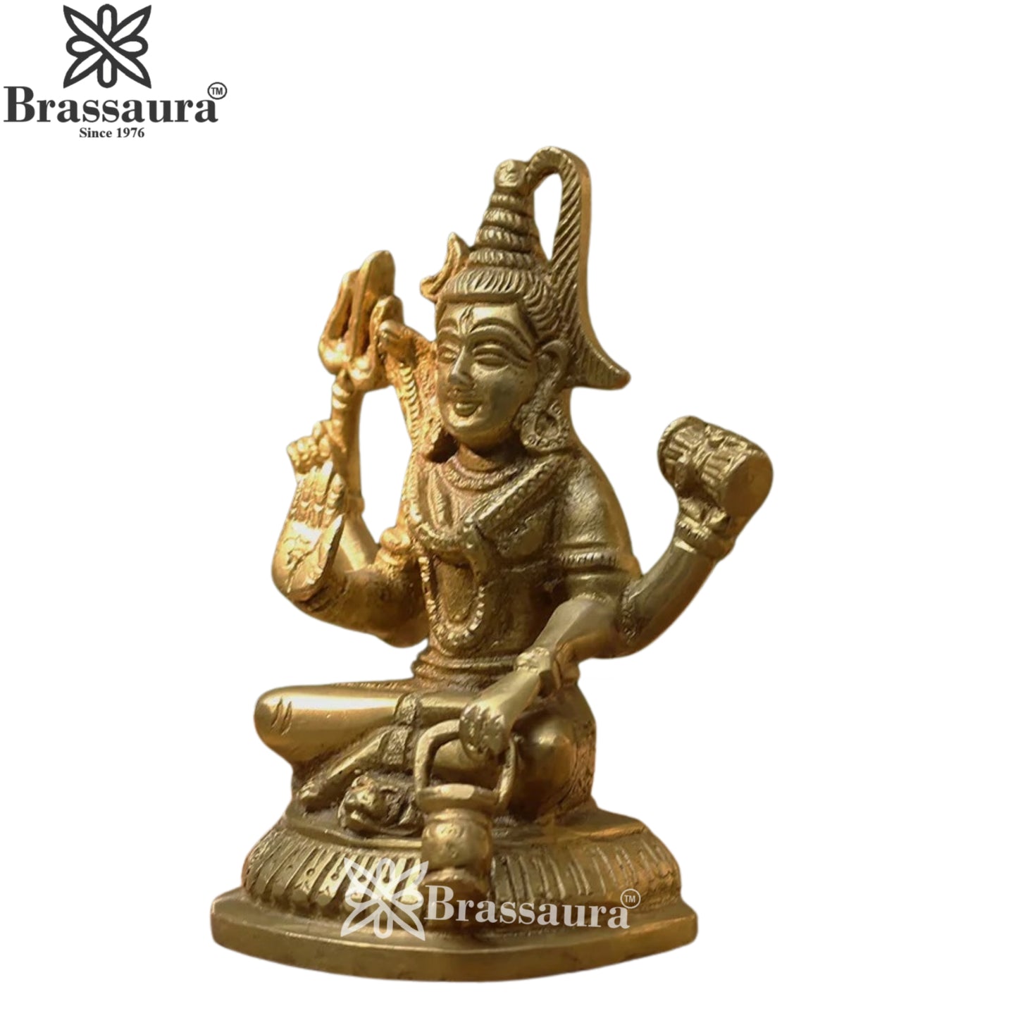 Brassaura™ Brass Shiva Statue – Height 5.25 Inches & Weight 1 Kgs | Temple & Home Mandir Idol