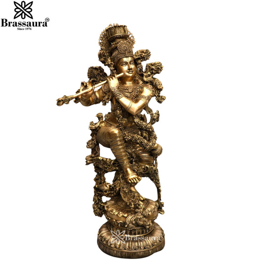 Brass Krishna Murti Weight 78 Kg And Height 43 Inch