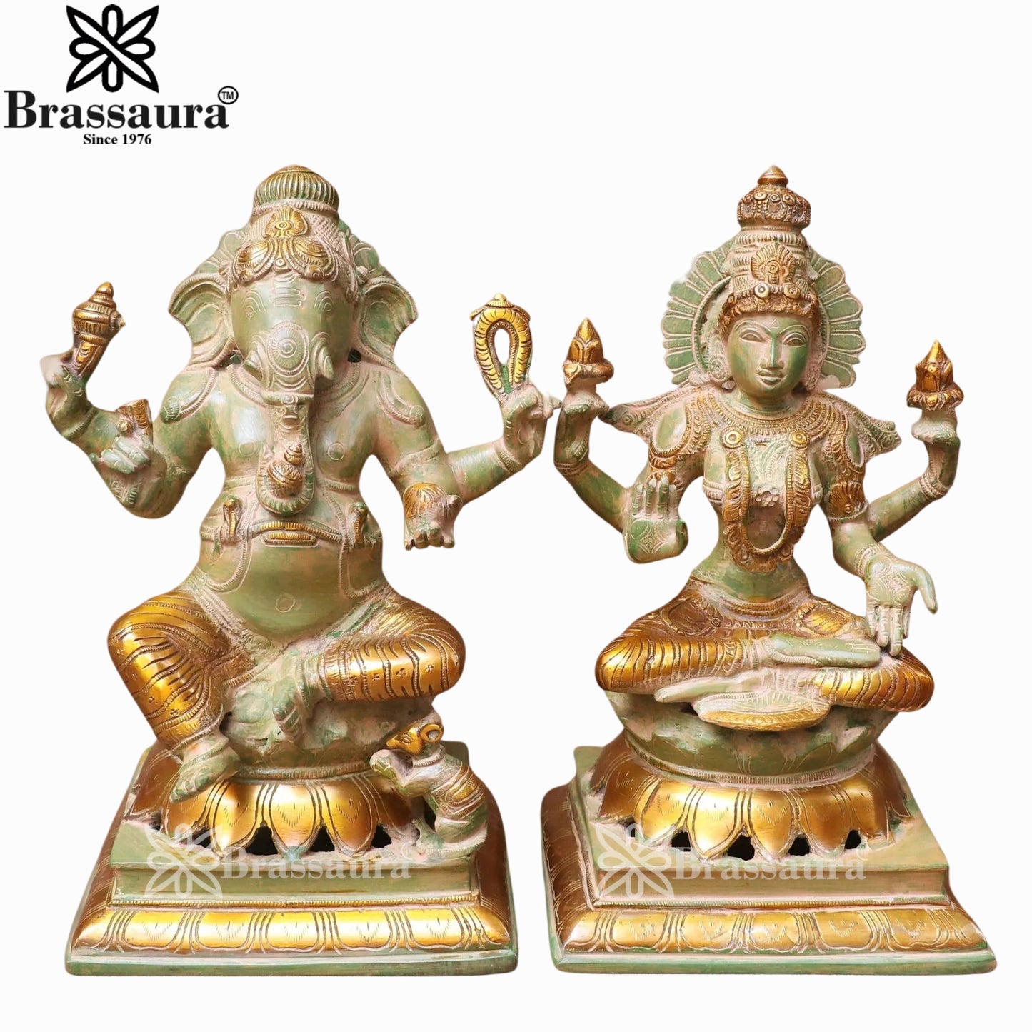 Brass Lakshmi Ganesh Murti Weight 14.3 Kg And Height 11.5 Inch