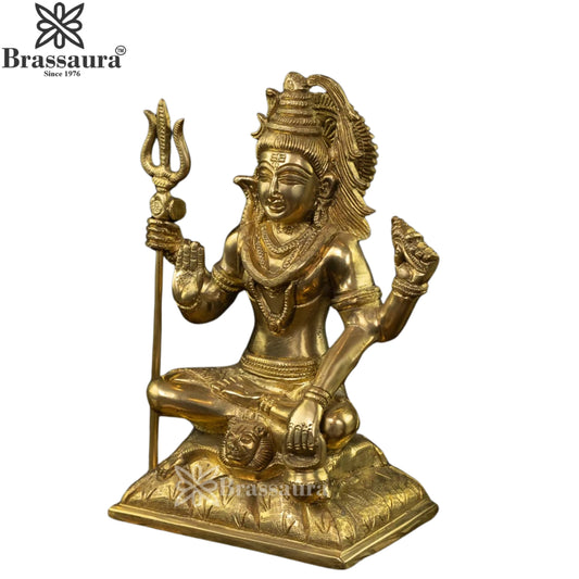 ब्रास्सौरा® हस्तनिर्मित पीतल शिव प्रतिमा - ऊँचाई 8 इंच | भक्तिपूर्ण मूर्तिकला