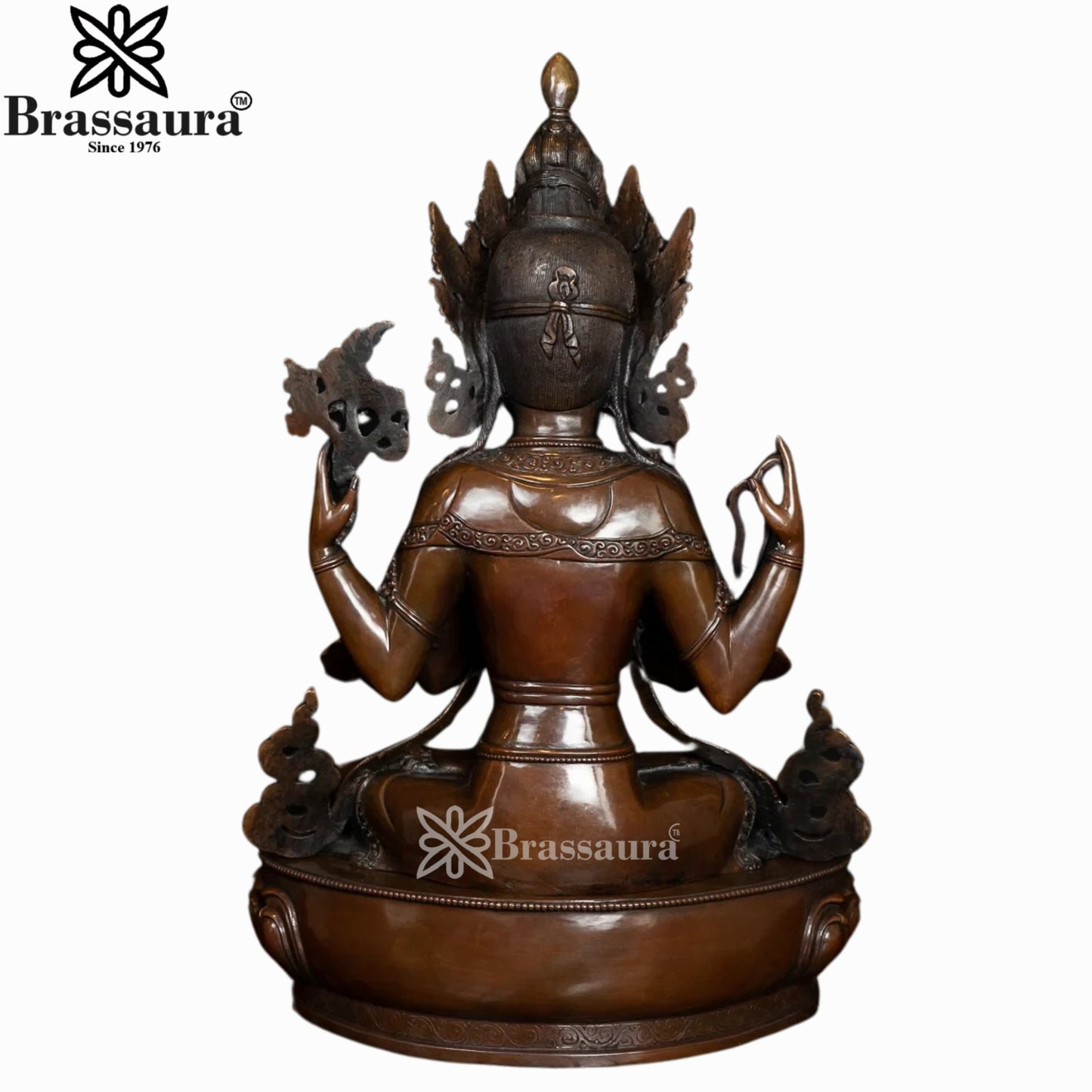 Nepali Copper Avlokiteshwara Statue Weight 9.8 Kg And Height 19.5 Inch