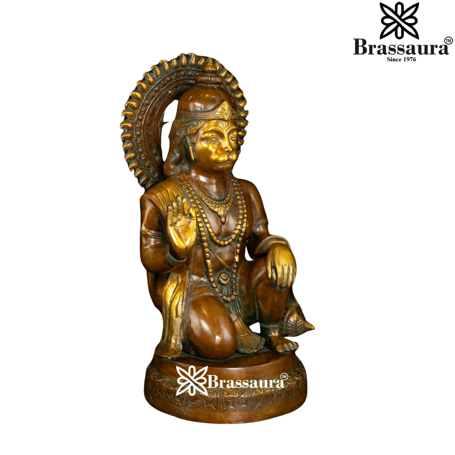 Brassaura™ Traditional Brass Hanuman Idol – Height 19 Inches & Weight 15.5 Kgs | Devotional Figurine