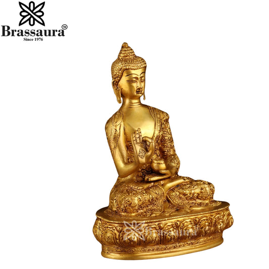 Brass Bhumisprasa Royal Golden Buddha Weight 2.7 kg & Height 9.5 Inch