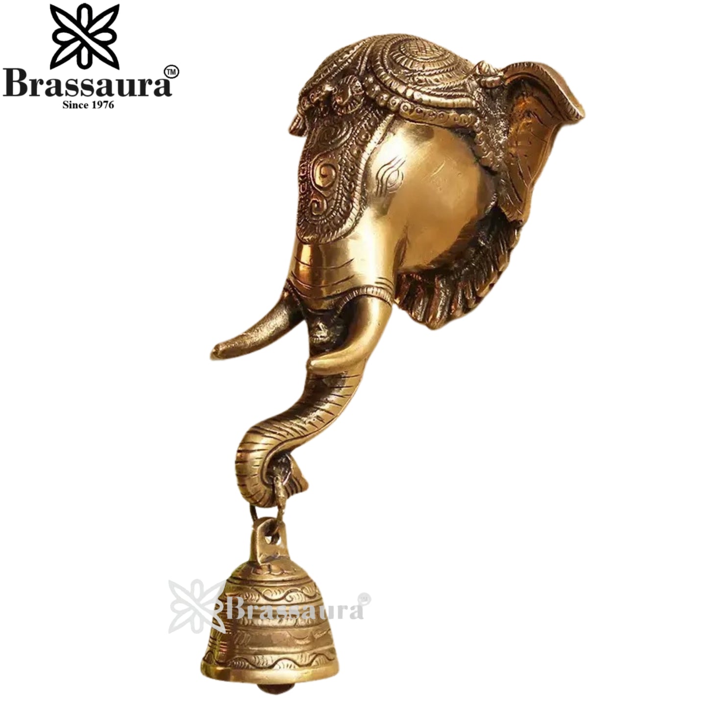 Brass Ganesha Wall Hanging Statue Weight 2.17 Kg And Height 10 Inch