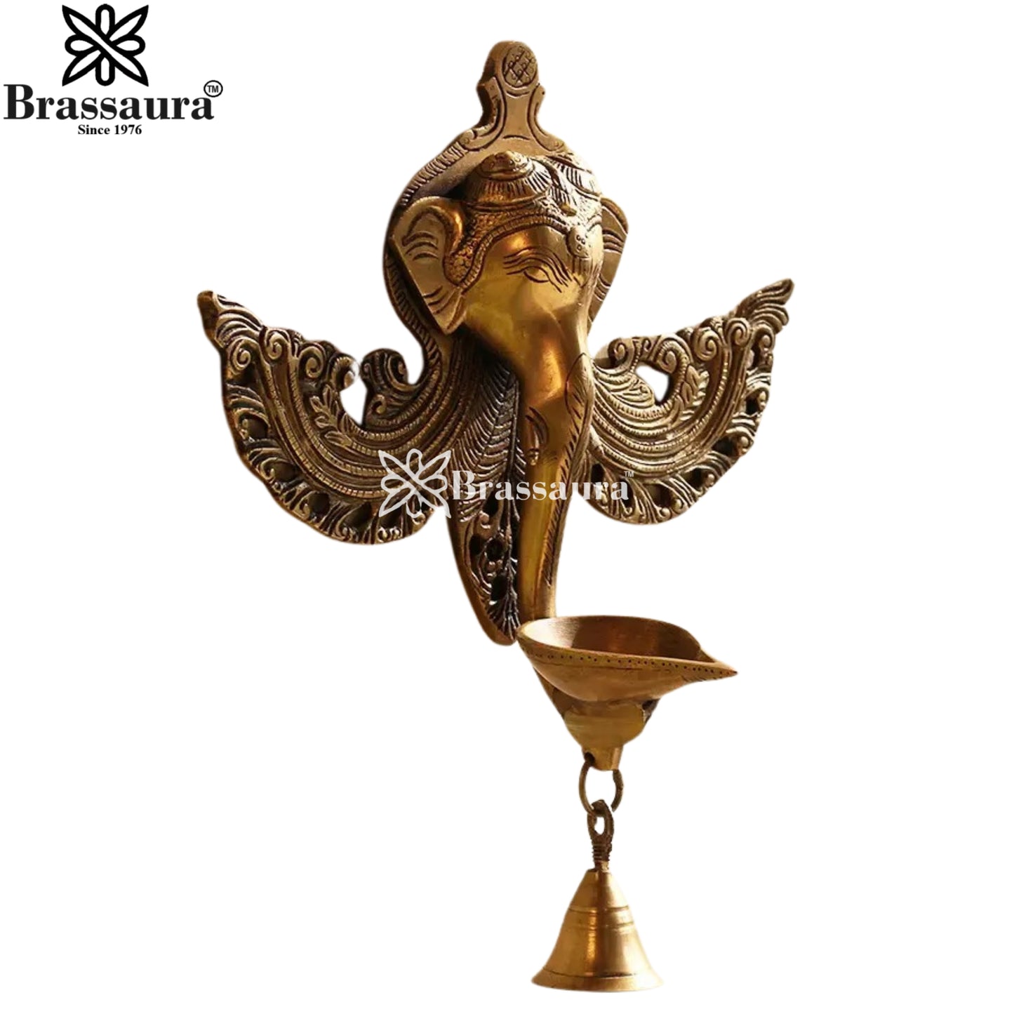 Brass Ganesha Diya Statue Weight 1.3 Kg And Height 11 Inch