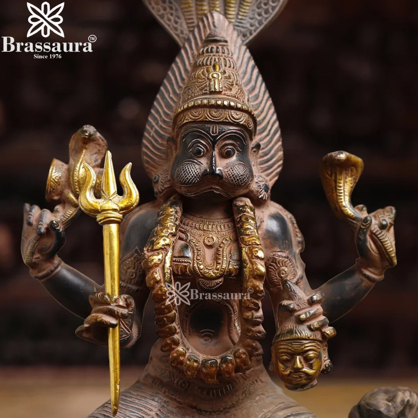 Brass Pratyangira Devi Murti Weight 12.14 Kg And Height 19 Inch