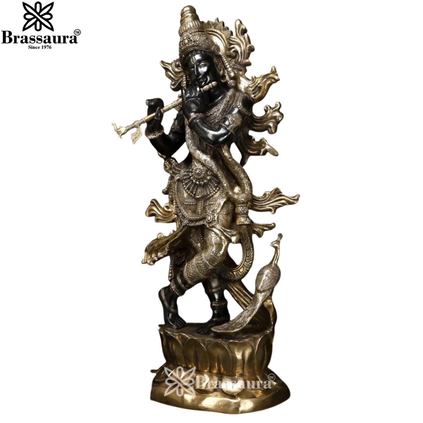 Brass Krishna Murti Weight 73.8 Kg And Height 48 Inch