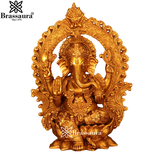Brass Jewellery Ganesha Statue Weight 10.1 Kg & Height 15.6 Inch