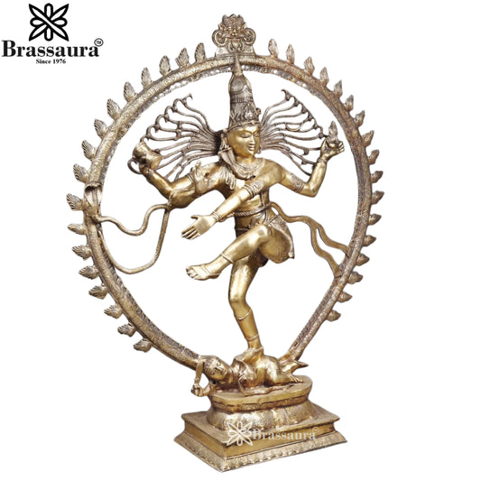Brass Gold Dancing Natraj Statue Weight 145 Kg And Height 68 Inch