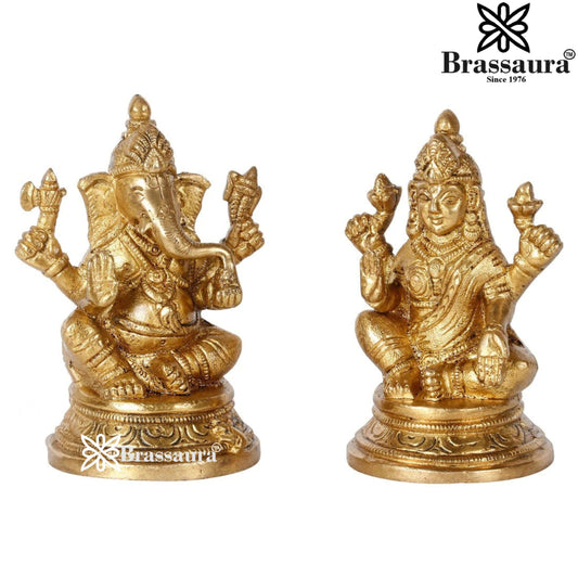 Brass Royal Golden Lakshmi Ganesh Weight 1.5 Kg & Height 4 Inch