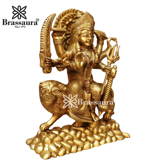 Brassaura® Brass Durga Idol – 12 Inches | Handmade Indian Craft