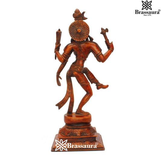 Brassaura™ Brass Ardhanarishwar Statue – Height 13 Inches & Weight 3.2 Kgs | Intricately Crafted Temple Idol
