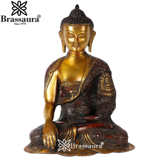 Brass Bhumisprasa Buddha Weight 5 kg & Height 11 Inch