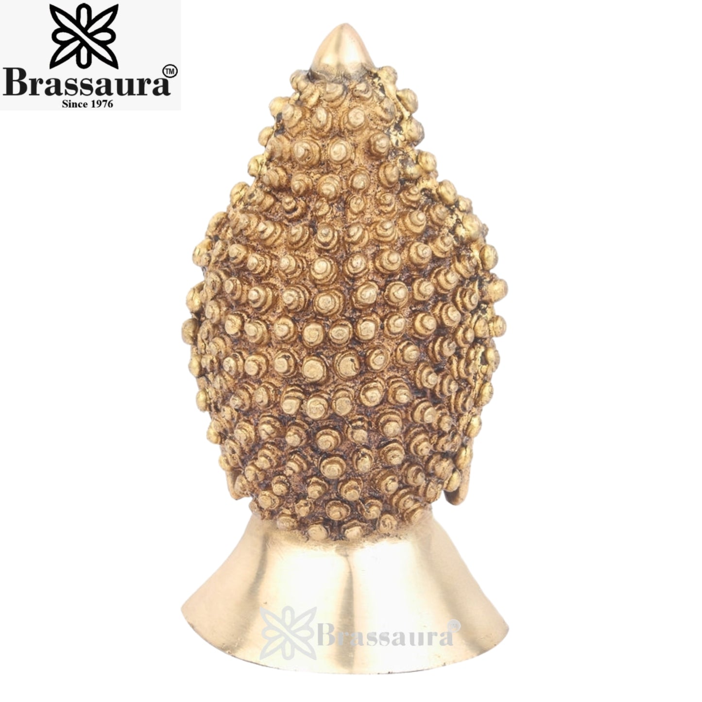 Brass Royal Golden Buddha Head Weight 2.5 Kg & Height 8 Inch