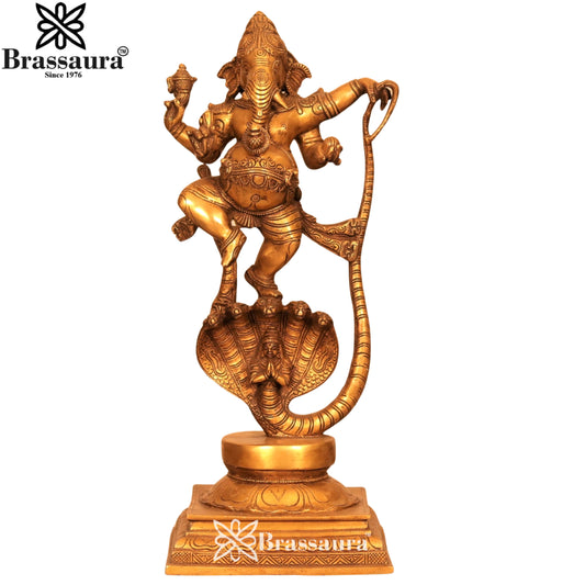 Brass Dancing Ganesha Statue Weight 8.7 Kg & Height 19 Inch
