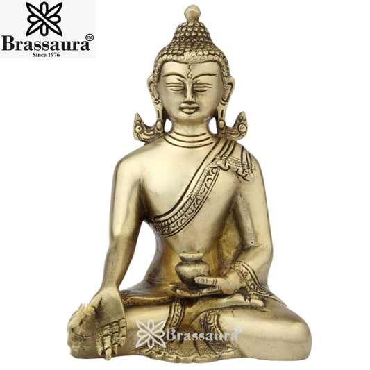 Brass Classic Royal Golden Buddha Weight 1.4 Kg & Height 7 Inch