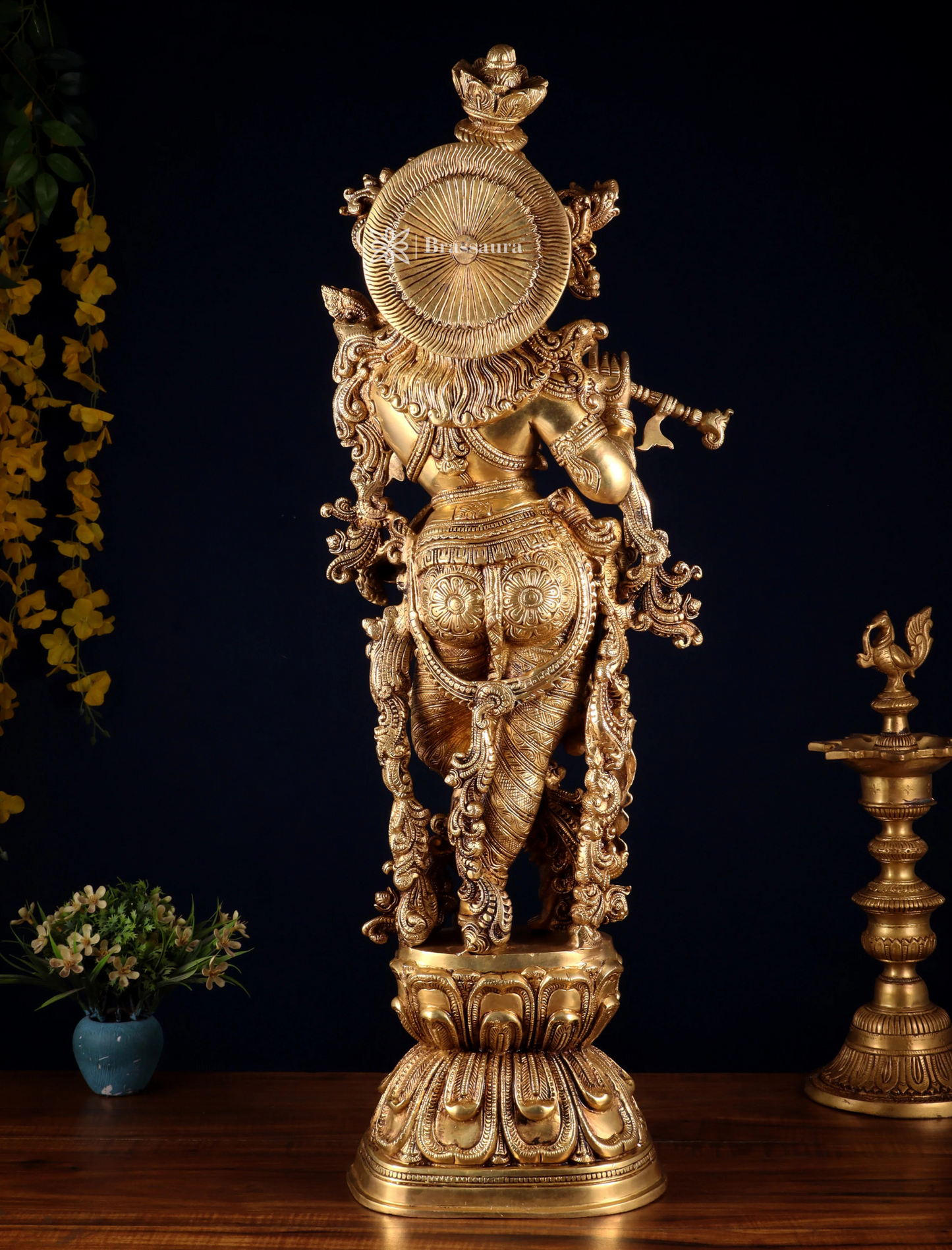 Brassaura™ Brass Superfine Krishna Statue – Height 30 Inches & Weight 20 Kgs