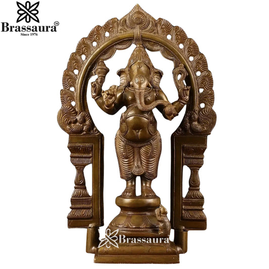 Brass Vintage Ganesha Statue Weight 5.6 Kg & Height 14 Inch