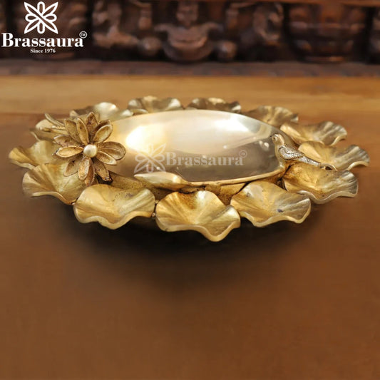 Brassaura™ Brass Urli Statue – Height 4 Inches & Weight 4.56 Kgs | Pooja Room Accent