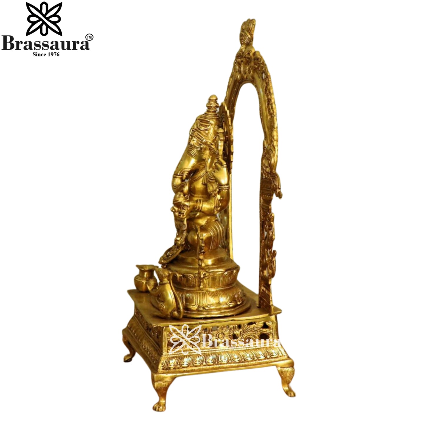 Brass Ring Ganesha Statue Weight 23.5 Kg & Height 27 Inch